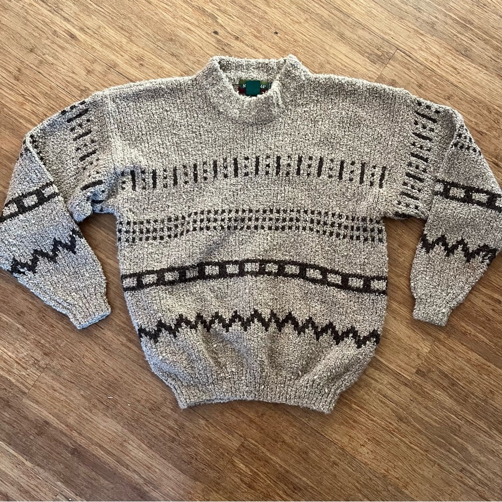 VINTAGE North 44° Italian Yarn Cashmere & Wool Blend Geometric Sweater - Medium